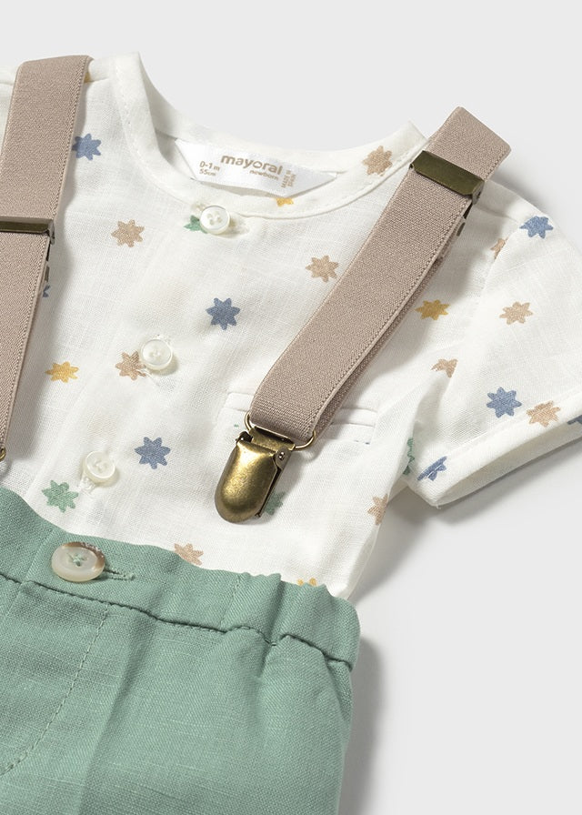 Set pantaloni scurti cu bretele -mint