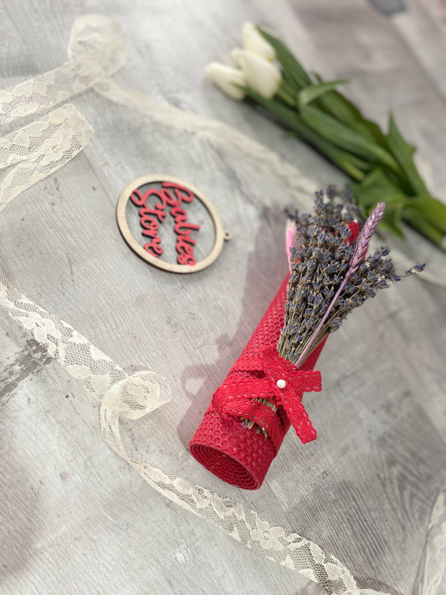 Lumanare din ceara naturala si lavanda