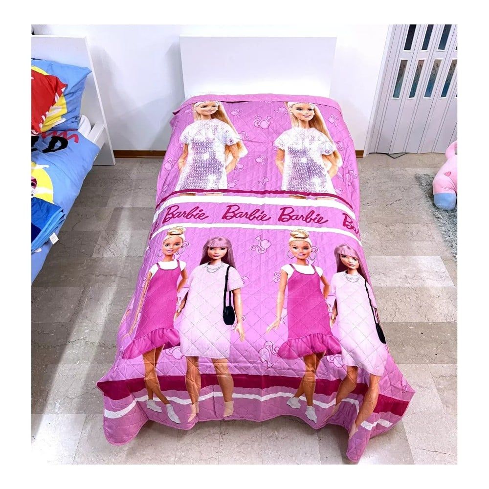 Cuvertura pentru pat, 250x150 cm, Roz, Barbie