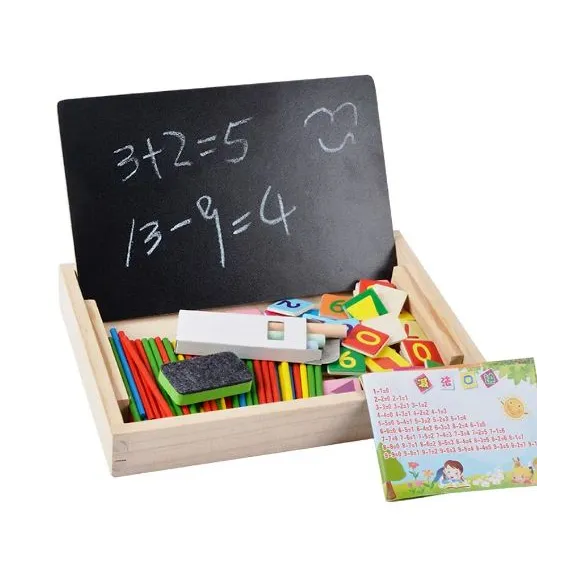 Tablita din lemn, ceas, 100 betisoare de numarat