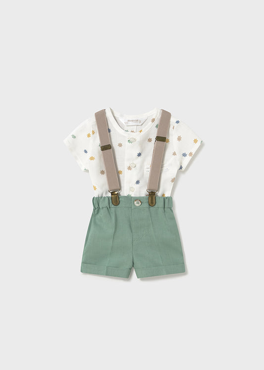 Set pantaloni scurti cu bretele -mint