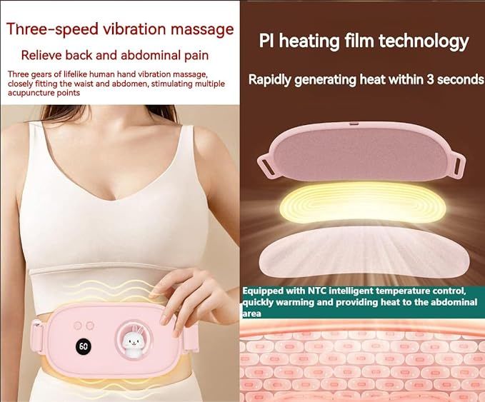 1+1 CADOU Aparat centura abdominala pentru incalzire si masaj, anti dureri menstruale, cu vibromasaj, portabil + CADOU CENTURA ABDOMINALA FITNESS MODELARE TALIE