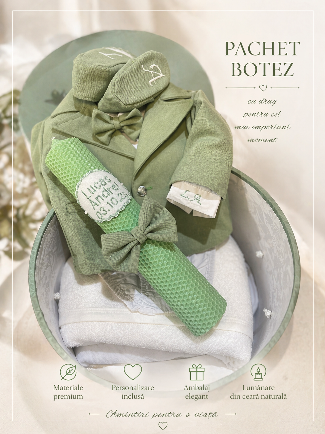Pachet botez Lucas Verde Menta