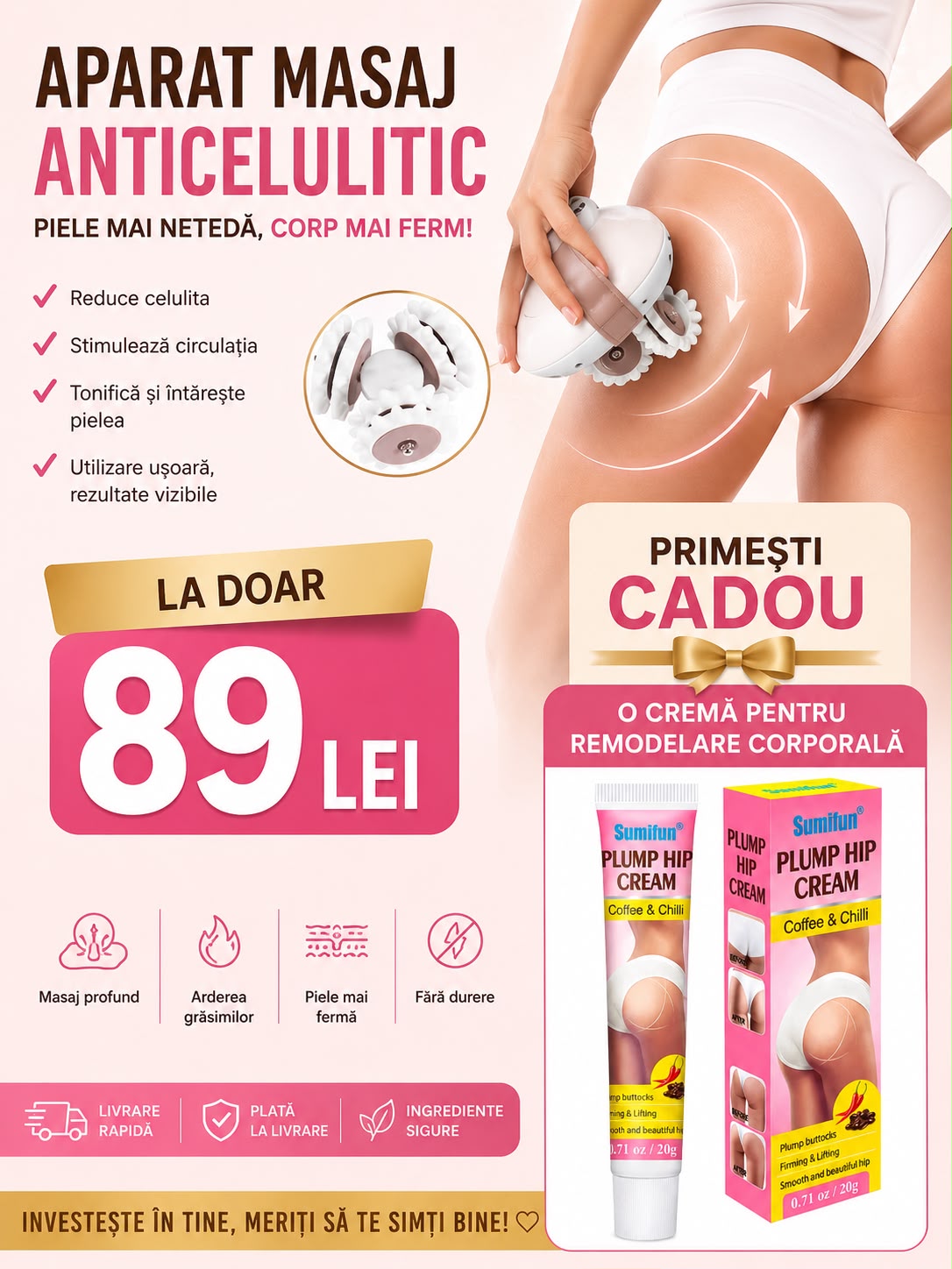 Aparat Electric Anticelulitic cu Role Rotative pentru Masaj Corporal-Shuqin SQ-100 Body Slimming Massager