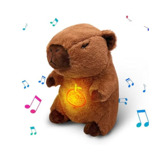 Jucarie de Plus 25cm Model Capybara, cu Lumini, Muzică și Funcție de Respirație pentru Copii