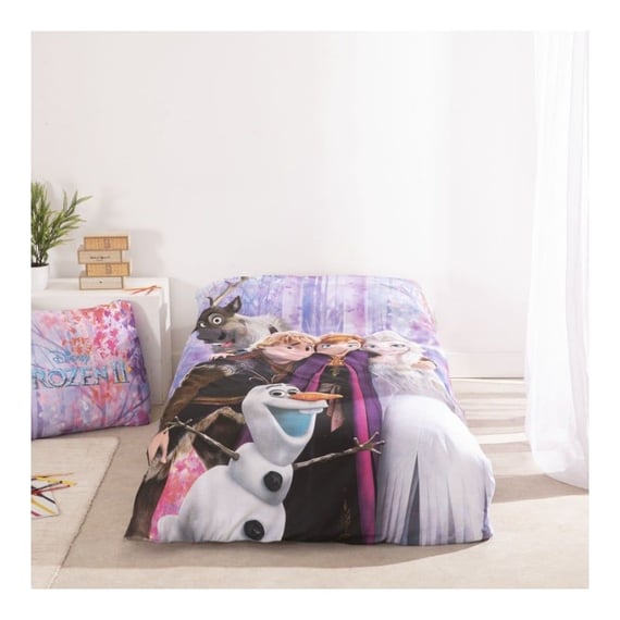 Set lenjerie pat, 100% bumbac, 2 piese, 140x200 cm, 65x65 cm, multicolor, Happy, Frozen