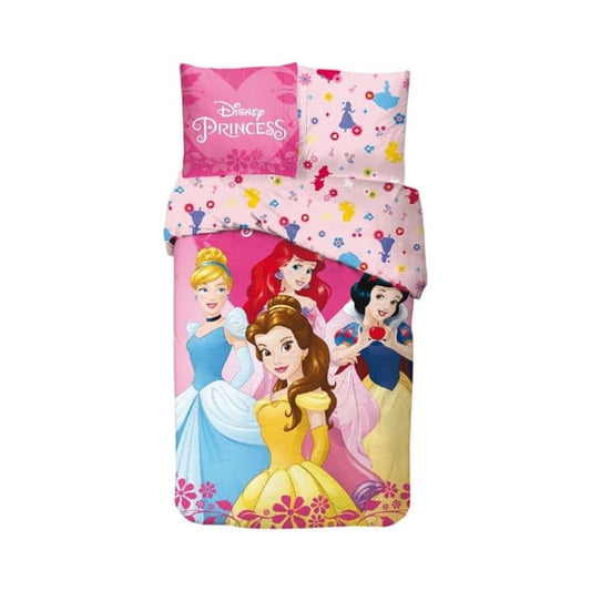 Set lenjerie pat, 100% bumbac, 2 piese, 140x200 cm, 65x65 cm, multicolor, Happy, Princess
