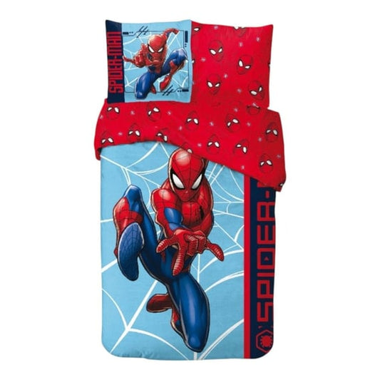Set lenjerie pat, 100% bumbac, 2 piese, 140x200 cm, 65x65 cm, multicolor, Happy Spiderman